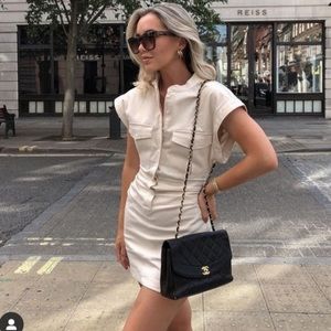 Zara Off White Denim Mini Dress - influencer’s favorite